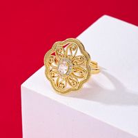 Kupfer Vergoldet Elegant Vintage-Stil Dame Inlay Geometrisch Zirkon Offener Ring main image 5