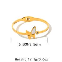 304 Stainless Steel Gold Plated Elegant Classical Romantic Plating Inlay Butterfly Shell Zircon Bangle sku image 1