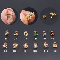 1 Piece Ear Cartilage Rings & Studs Simple Style Classic Style Star Heart Shape Copper Polishing Inlay Diamond 18K Gold Plated Ear Cartilage Rings & Studs main image 2
