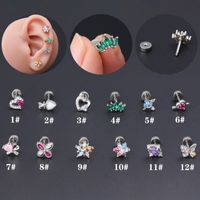 1 Piece Ear Cartilage Rings & Studs Simple Style Classic Style Star Heart Shape Copper Polishing Inlay Diamond 18K Gold Plated Ear Cartilage Rings & Studs main image 3