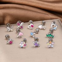 1 Piece Ear Cartilage Rings & Studs Simple Style Classic Style Star Heart Shape Copper Polishing Inlay Diamond 18K Gold Plated Ear Cartilage Rings & Studs main image 4