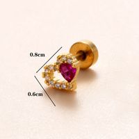 1 Piece Ear Cartilage Rings & Studs Simple Style Classic Style Star Heart Shape Copper Polishing Inlay Diamond 18K Gold Plated Ear Cartilage Rings & Studs sku image 16