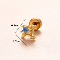 1 Piece Ear Cartilage Rings & Studs Simple Style Classic Style Star Heart Shape Copper Polishing Inlay Diamond 18K Gold Plated Ear Cartilage Rings & Studs sku image 7