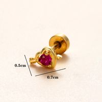 1 Piece Ear Cartilage Rings & Studs Simple Style Classic Style Star Heart Shape Copper Polishing Inlay Diamond 18K Gold Plated Ear Cartilage Rings & Studs sku image 8