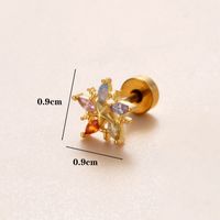 1 Piece Ear Cartilage Rings & Studs Simple Style Classic Style Star Heart Shape Copper Polishing Inlay Diamond 18K Gold Plated Ear Cartilage Rings & Studs sku image 22