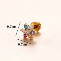 1 Piece Ear Cartilage Rings & Studs Simple Style Classic Style Star Heart Shape Copper Polishing Inlay Diamond 18K Gold Plated Ear Cartilage Rings & Studs sku image 19