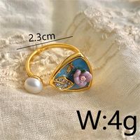 Copper 18K Gold Plated IG Style Y2K Simple Style Inlay Round Oval Flower Pearl Zircon Open Rings Rings main image 3