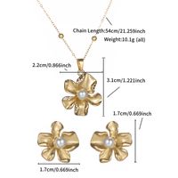 304 Stainless Steel 14K Gold Plated IG Style Elegant Lady Plating Inlay Flower Artificial Pearls Earrings Necklace Jewelry Set main image 2