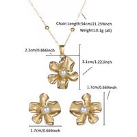 Edelstahl 304 14 Karat Vergoldet IG-Stil Elegant Dame Überzug Inlay Blume Künstliche Perlen Ohrringe Halskette Schmuck-Set main image 2