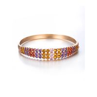 Copper 18K Gold Plated IG Style Lady Streetwear Plating Inlay Geometric Round Artificial Gemstones Bangle main image 10
