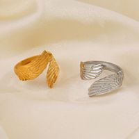 304 Stainless Steel 18K Gold Plated Simple Style Classic Style Wings Open Rings main image 1