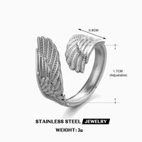 304 Stainless Steel 18K Gold Plated Simple Style Classic Style Wings Open Rings main image 2