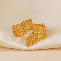 304 Stainless Steel 18K Gold Plated Simple Style Classic Style Wings Open Rings main image 4