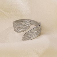 304 Stainless Steel 18K Gold Plated Simple Style Classic Style Wings Open Rings main image 6