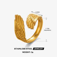 304 Stainless Steel 18K Gold Plated Simple Style Classic Style Wings Open Rings main image 3