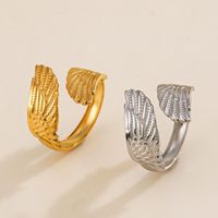 304 Stainless Steel 18K Gold Plated Simple Style Classic Style Wings Open Rings main image 5
