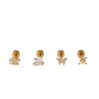 1 Piece Ear Cartilage Rings & Studs Classic Style Star Flower Butterfly 316 Stainless Steel  Copper Polishing Inlay Zircon 18K Gold Plated Ear Cartilage Rings & Studs main image 6