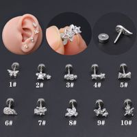 1 Piece Ear Cartilage Rings & Studs Classic Style Star Flower Butterfly 316 Stainless Steel  Copper Polishing Inlay Zircon 18K Gold Plated Ear Cartilage Rings & Studs main image 3