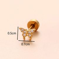 1 Piece Ear Cartilage Rings & Studs Classic Style Star Flower Butterfly 316 Stainless Steel  Copper Polishing Inlay Zircon 18K Gold Plated Ear Cartilage Rings & Studs sku image 7