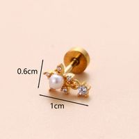 1 Piece Ear Cartilage Rings & Studs Classic Style Star Flower Butterfly 316 Stainless Steel  Copper Polishing Inlay Zircon 18K Gold Plated Ear Cartilage Rings & Studs sku image 17