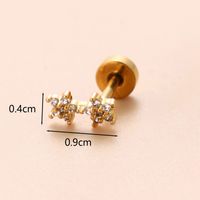 1 Piece Ear Cartilage Rings & Studs Classic Style Star Flower Butterfly 316 Stainless Steel  Copper Polishing Inlay Zircon 18K Gold Plated Ear Cartilage Rings & Studs sku image 19