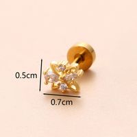 1 Piece Ear Cartilage Rings & Studs Classic Style Star Flower Butterfly 316 Stainless Steel  Copper Polishing Inlay Zircon 18K Gold Plated Ear Cartilage Rings & Studs sku image 15
