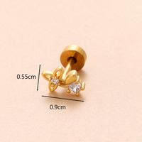 1 Piece Ear Cartilage Rings & Studs Classic Style Star Flower Butterfly 316 Stainless Steel  Copper Polishing Inlay Zircon 18K Gold Plated Ear Cartilage Rings & Studs sku image 9