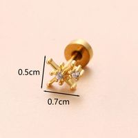 1 Piece Ear Cartilage Rings & Studs Classic Style Star Flower Butterfly 316 Stainless Steel  Copper Polishing Inlay Zircon 18K Gold Plated Ear Cartilage Rings & Studs sku image 16