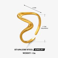Elegant Simple Style Lines 304 Stainless Steel 18K Gold Plated Open Rings In Bulk sku image 2