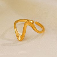 Elegant Einfacher Stil Linien Edelstahl 304 18 Karat Vergoldet Offener Ring In Masse main image 5