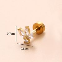 1 Piece Ear Cartilage Rings & Studs Classic Style Star Flower Butterfly 316 Stainless Steel  Copper Polishing Inlay Zircon 18K Gold Plated Ear Cartilage Rings & Studs sku image 18