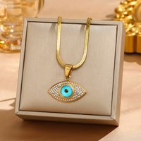 304 Stainless Steel 18K Gold Plated Hip-Hop Plating Inlay Eye Zircon Pendant Necklace main image 5