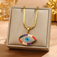 304 Stainless Steel 18K Gold Plated Hip-Hop Plating Inlay Eye Zircon Pendant Necklace sku image 2