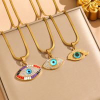 304 Stainless Steel 18K Gold Plated Hip-Hop Plating Inlay Eye Zircon Pendant Necklace main image 1