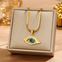 304 Stainless Steel 18K Gold Plated Hip-Hop Plating Inlay Eye Zircon Pendant Necklace main image 3