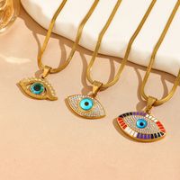 304 Stainless Steel 18K Gold Plated Hip-Hop Plating Inlay Eye Zircon Pendant Necklace main image 6