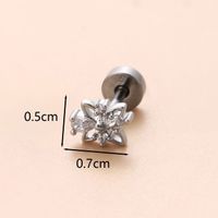 1 Piece Ear Cartilage Rings & Studs Classic Style Star Flower Butterfly 316 Stainless Steel  Copper Polishing Inlay Zircon 18K Gold Plated Ear Cartilage Rings & Studs sku image 6