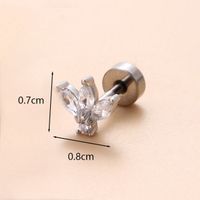 1 Piece Ear Cartilage Rings & Studs Classic Style Star Flower Butterfly 316 Stainless Steel  Copper Polishing Inlay Zircon 18K Gold Plated Ear Cartilage Rings & Studs sku image 10