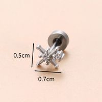 1 Piece Ear Cartilage Rings & Studs Classic Style Star Flower Butterfly 316 Stainless Steel  Copper Polishing Inlay Zircon 18K Gold Plated Ear Cartilage Rings & Studs sku image 5