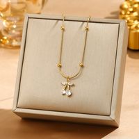304 Stainless Steel 18K Gold Plated Elegant Luxurious Simple Style Plating Inlay Solid Color Zircon Pendant Necklace main image 7