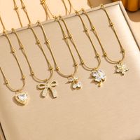 304 Stainless Steel 18K Gold Plated Elegant Luxurious Simple Style Plating Inlay Solid Color Zircon Pendant Necklace main image 1