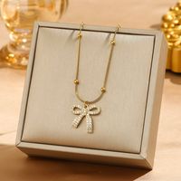 304 Stainless Steel 18K Gold Plated Elegant Luxurious Simple Style Plating Inlay Solid Color Zircon Pendant Necklace main image 5