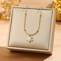 304 Stainless Steel 18K Gold Plated Elegant Luxurious Simple Style Plating Inlay Solid Color Zircon Pendant Necklace main image 8