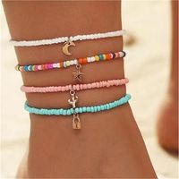 Vacation Beach Pastoral Star Moon Lock Synthetic Resin Alloy Wholesale Anklet main image 4