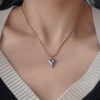 304 Stainless Steel Titanium Steel 18K Gold Plated Basic Modern Style Classic Style Heart Shape Pendant Necklace main image 5