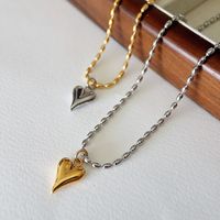 304 Stainless Steel Titanium Steel 18K Gold Plated Basic Modern Style Classic Style Heart Shape Pendant Necklace main image 7