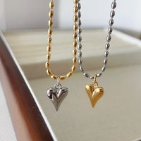 304 Stainless Steel Titanium Steel 18K Gold Plated Basic Modern Style Classic Style Heart Shape Pendant Necklace main image 10