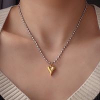 304 Stainless Steel Titanium Steel 18K Gold Plated Basic Modern Style Classic Style Heart Shape Pendant Necklace main image 1
