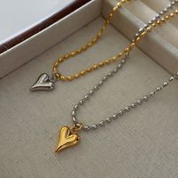 304 Stainless Steel Titanium Steel 18K Gold Plated Basic Modern Style Classic Style Heart Shape Pendant Necklace main image 8