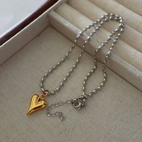 304 Stainless Steel Titanium Steel 18K Gold Plated Basic Modern Style Classic Style Heart Shape Pendant Necklace main image 9
